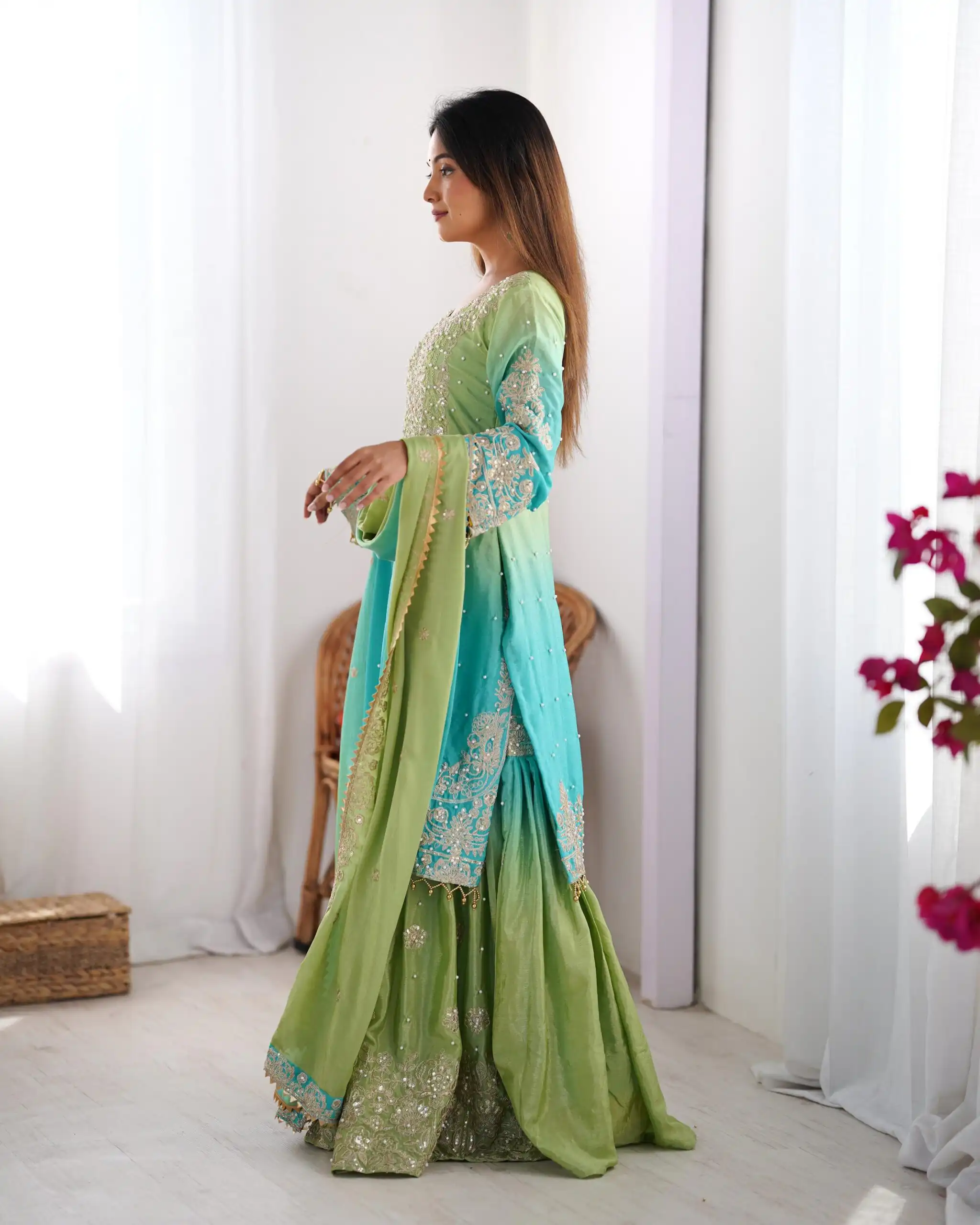KD 1498 Green Color Chinon Silk Designer Work Salwar Suit in Get it for ₹2499. Delivery 4-6 Working Days. Online Shop now. | Jump Suits, Salwar suit, Designer Suits, Casual Suits, Creative suits, Palazzo Suits, Party Wear Suits, Patiala Suits, Straight Suits