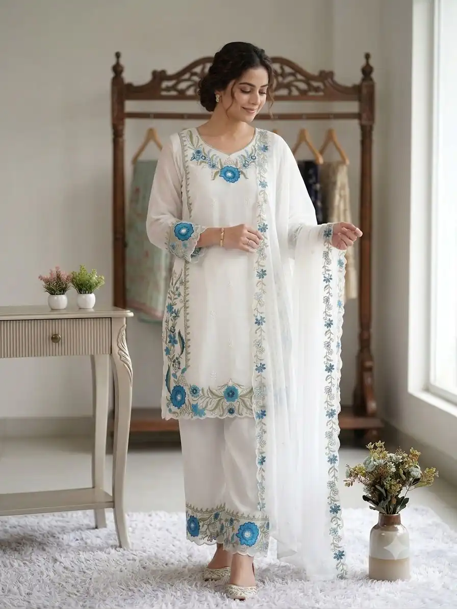 LG 2105 Blue Fox Georgette Salwar Suit With Embroidery Work. Affordable Price ₹2049. Delivery 4-6 Working Days. Shop now. | Jump Suits, Salwar suit, Designer Suits, Casual Suits, Creative suits, Palazzo Suits, Party Wear Suits, Patiala Suits, Straight Suits
