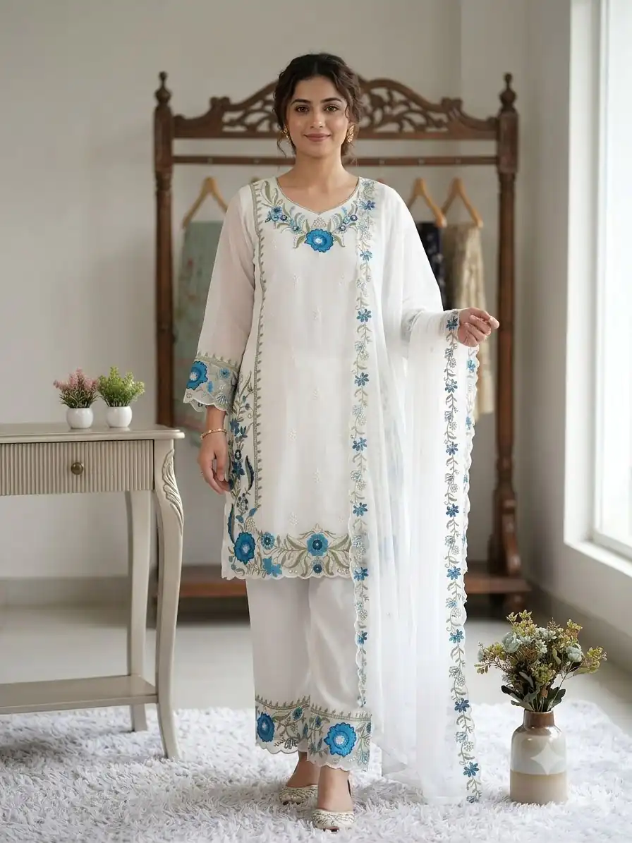 LG 2105 Blue Fox Georgette Salwar Suit With Embroidery Work. Affordable Price ₹2049. Delivery 4-6 Working Days. Shop now. | Jump Suits, Salwar suit, Designer Suits, Casual Suits, Creative suits, Palazzo Suits, Party Wear Suits, Patiala Suits, Straight Suits