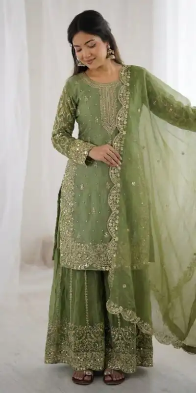 ZSR 3167 Green Fendy Silk Salwar Suitwith Embroidery Work & Lace Work. Now at just ₹2149. Delivery 4-6 Working Days. Shop now. | Jump Suits, Salwar suit, Designer Suits, Casual Suits, Creative suits, Palazzo Suits, Party Wear Suits, Patiala Suits, Straight Suits