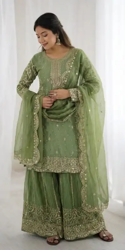 ZSR 3167 Green Fendy Silk Salwar Suitwith Embroidery Work & Lace Work. Now at just ₹2149. Delivery 4-6 Working Days. Shop now. | Jump Suits, Salwar suit, Designer Suits, Casual Suits, Creative suits, Palazzo Suits, Party Wear Suits, Patiala Suits, Straight Suits