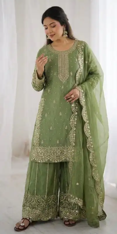 ZSR 3167 Green Fendy Silk Salwar Suitwith Embroidery Work & Lace Work. Now at just ₹2149. Delivery 4-6 Working Days. Shop now. | Jump Suits, Salwar suit, Designer Suits, Casual Suits, Creative suits, Palazzo Suits, Party Wear Suits, Patiala Suits, Straight Suits