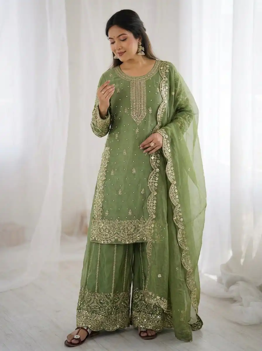 ZSR 3167 Green Fendy Silk Salwar Suitwith Embroidery Work & Lace Work. Now at just ₹2149. Delivery 4-6 Working Days. Shop now. | Jump Suits, Salwar suit, Designer Suits, Casual Suits, Creative suits, Palazzo Suits, Party Wear Suits, Patiala Suits, Straight Suits