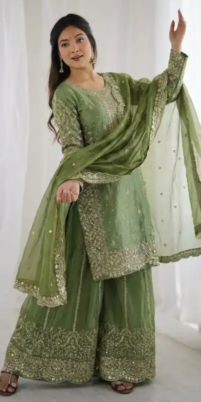 ZSR 3167 Green Fendy Silk Salwar Suitwith Embroidery Work & Lace Work. Now at just ₹2149. Delivery 4-6 Working Days. Shop now. | Jump Suits, Salwar suit, Designer Suits, Casual Suits, Creative suits, Palazzo Suits, Party Wear Suits, Patiala Suits, Straight Suits