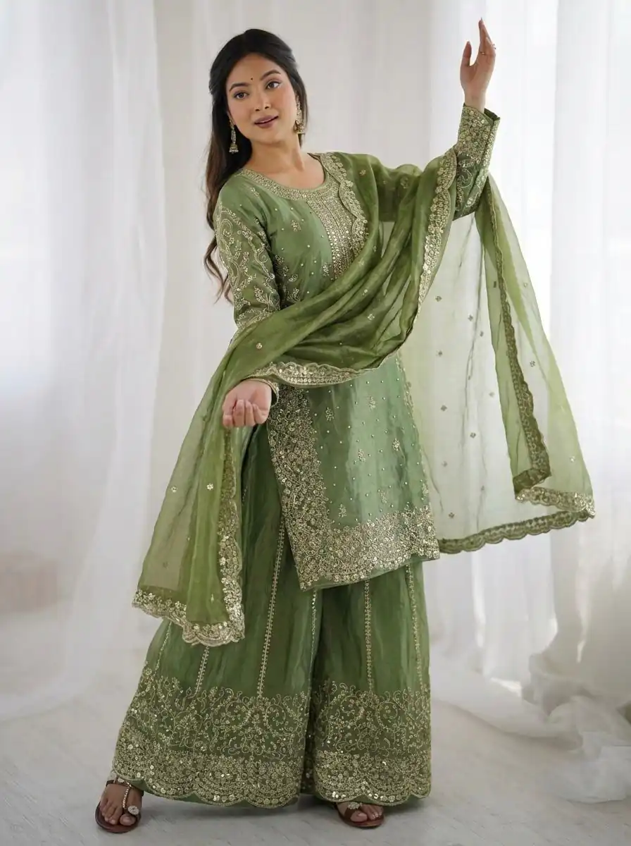 ZSR 3167 Green Fendy Silk Salwar Suitwith Embroidery Work & Lace Work. Now at just ₹2149. Delivery 4-6 Working Days. Shop now. | Jump Suits, Salwar suit, Designer Suits, Casual Suits, Creative suits, Palazzo Suits, Party Wear Suits, Patiala Suits, Straight Suits
