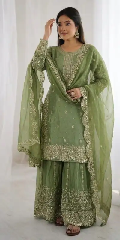 ZSR 3167 Green Fendy Silk Salwar Suitwith Embroidery Work & Lace Work. Now at just ₹2149. Delivery 4-6 Working Days. Shop now. | Jump Suits, Salwar suit, Designer Suits, Casual Suits, Creative suits, Palazzo Suits, Party Wear Suits, Patiala Suits, Straight Suits
