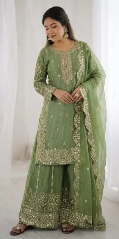 ZSR 3167 Green Fendy Silk Salwar Suitwith Embroidery Work & Lace Work. Now at just ₹2149. Delivery 4-6 Working Days. Shop now. | Jump Suits, Salwar suit, Designer Suits, Casual Suits, Creative suits, Palazzo Suits, Party Wear Suits, Patiala Suits, Straight Suits