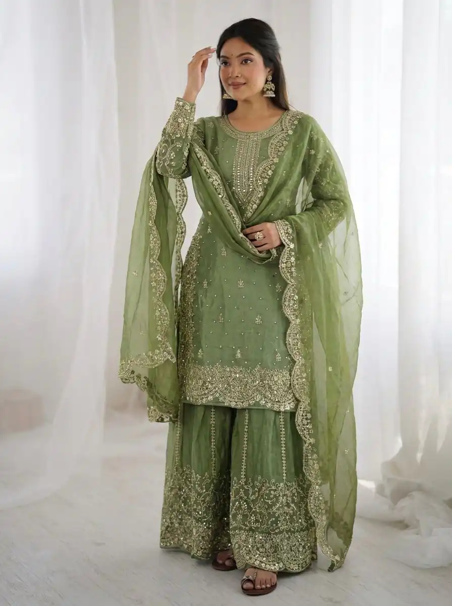 ZSR 3167 Green Fendy Silk Salwar Suitwith Embroidery Work & Lace Work. Now at just ₹2149. Delivery 4-6 Working Days. Shop now. | Jump Suits, Salwar suit, Designer Suits, Casual Suits, Creative suits, Palazzo Suits, Party Wear Suits, Patiala Suits, Straight Suits