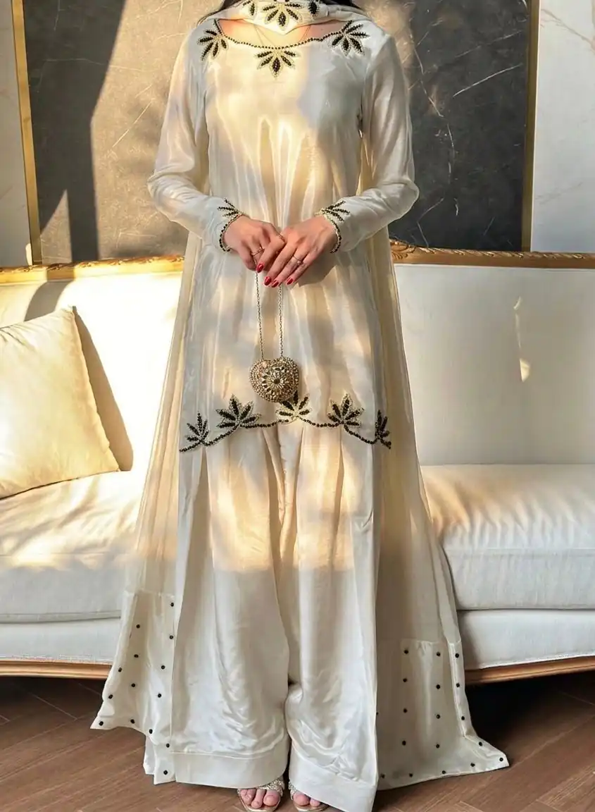 NF 1270 Off White Natural Crep Salwar Suit Brown with Embroidery Work. Exclusive Offer ₹1899. Delivery 4-6 Working Days. Shop now. | Jump Suits, Salwar suit, Designer Suits, Casual Suits, Creative suits, Palazzo Suits, Party Wear Suits, Patiala Suits, Straight Suits