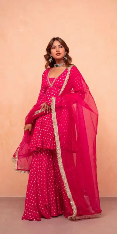 ZSR 3173 Pink Chanderi Jacquard Butti Salwar Suit with Mirror Work & Lace Work. Festive Deal ₹2049. Delivery 4-6 Working Days. Shop now. | Jump Suits, Salwar suit, Designer Suits, Casual Suits, Creative suits, Palazzo Suits, Party Wear Suits, Patiala Suits, Straight Suits