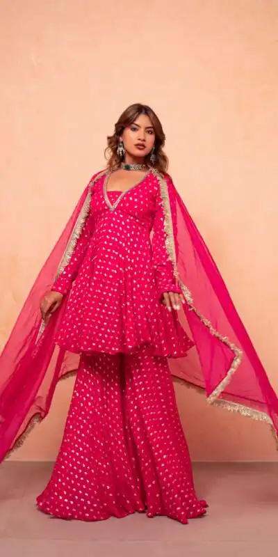 ZSR 3173 Pink Chanderi Jacquard Butti Salwar Suit with Mirror Work & Lace Work. Festive Deal ₹2049. Delivery 4-6 Working Days. Shop now. | Jump Suits, Salwar suit, Designer Suits, Casual Suits, Creative suits, Palazzo Suits, Party Wear Suits, Patiala Suits, Straight Suits