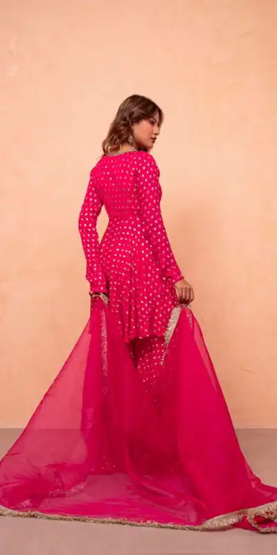 ZSR 3173 Pink Chanderi Jacquard Butti Salwar Suit with Mirror Work & Lace Work. Festive Deal ₹2049. Delivery 4-6 Working Days. Shop now. | Jump Suits, Salwar suit, Designer Suits, Casual Suits, Creative suits, Palazzo Suits, Party Wear Suits, Patiala Suits, Straight Suits