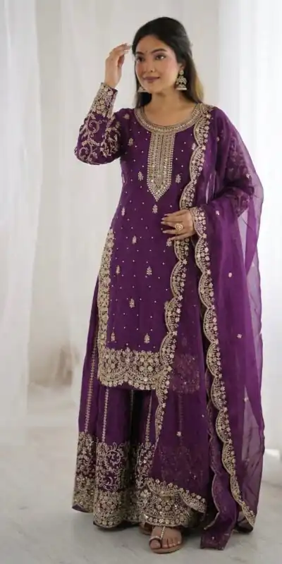 ZSR 3167 Purple Fendy Silk Salwar Suitwith Embroidery Work & Lace Work. Now at just ₹2149. Delivery 4-6 Working Days. Shop now. | Jump Suits, Salwar suit, Designer Suits, Casual Suits, Creative suits, Palazzo Suits, Party Wear Suits, Patiala Suits, Straight Suits