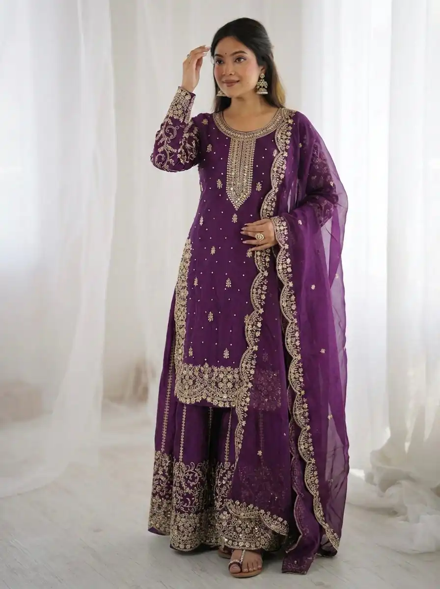 ZSR 3167 Purple Fendy Silk Salwar Suitwith Embroidery Work & Lace Work. Now at just ₹2149. Delivery 4-6 Working Days. Shop now. | Jump Suits, Salwar suit, Designer Suits, Casual Suits, Creative suits, Palazzo Suits, Party Wear Suits, Patiala Suits, Straight Suits