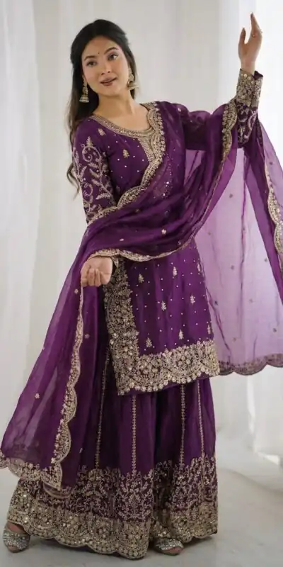 ZSR 3167 Purple Fendy Silk Salwar Suitwith Embroidery Work & Lace Work. Now at just ₹2149. Delivery 4-6 Working Days. Shop now. | Jump Suits, Salwar suit, Designer Suits, Casual Suits, Creative suits, Palazzo Suits, Party Wear Suits, Patiala Suits, Straight Suits