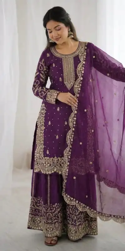 ZSR 3167 Purple Fendy Silk Salwar Suitwith Embroidery Work & Lace Work. Now at just ₹2149. Delivery 4-6 Working Days. Shop now. | Jump Suits, Salwar suit, Designer Suits, Casual Suits, Creative suits, Palazzo Suits, Party Wear Suits, Patiala Suits, Straight Suits