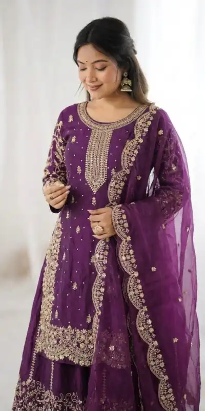 ZSR 3167 Purple Fendy Silk Salwar Suitwith Embroidery Work & Lace Work. Now at just ₹2149. Delivery 4-6 Working Days. Shop now. | Jump Suits, Salwar suit, Designer Suits, Casual Suits, Creative suits, Palazzo Suits, Party Wear Suits, Patiala Suits, Straight Suits