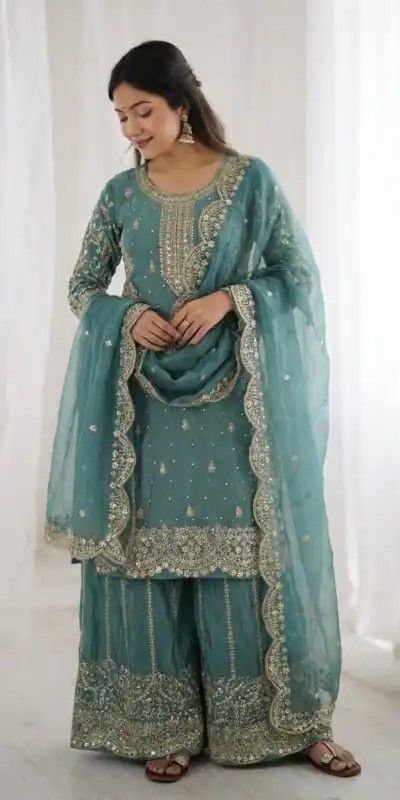 ZSR 3167 Sea Green Fendy Silk Salwar Suitwith Embroidery Work & Lace Work. Now at just ₹2149. Delivery 4-6 Working Days. Shop now. | Jump Suits, Salwar suit, Designer Suits, Casual Suits, Creative suits, Palazzo Suits, Party Wear Suits, Patiala Suits, Straight Suits
