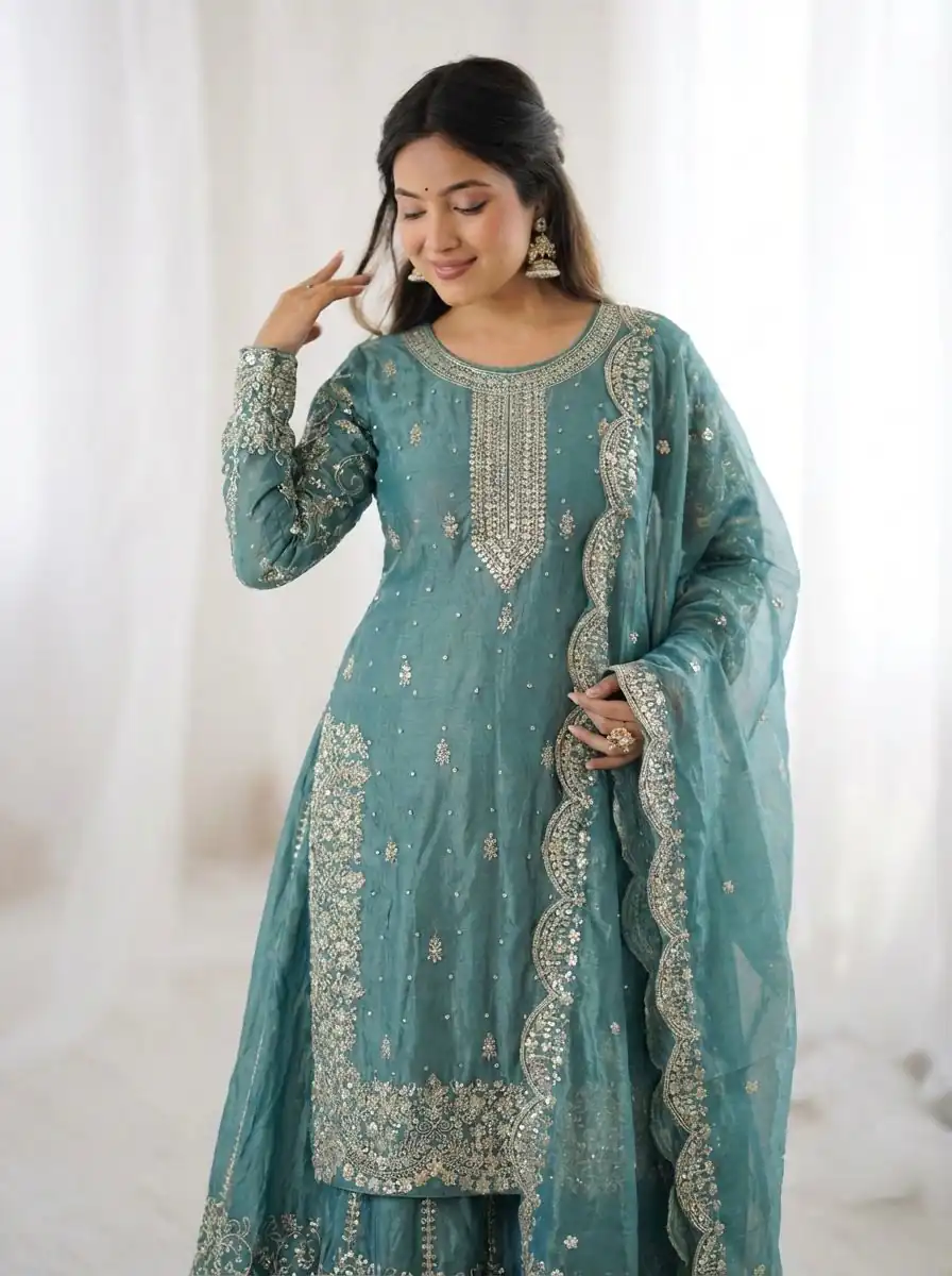 ZSR 3167 Sea Green Fendy Silk Salwar Suitwith Embroidery Work & Lace Work. Now at just ₹2149. Delivery 4-6 Working Days. Shop now. | Jump Suits, Salwar suit, Designer Suits, Casual Suits, Creative suits, Palazzo Suits, Party Wear Suits, Patiala Suits, Straight Suits