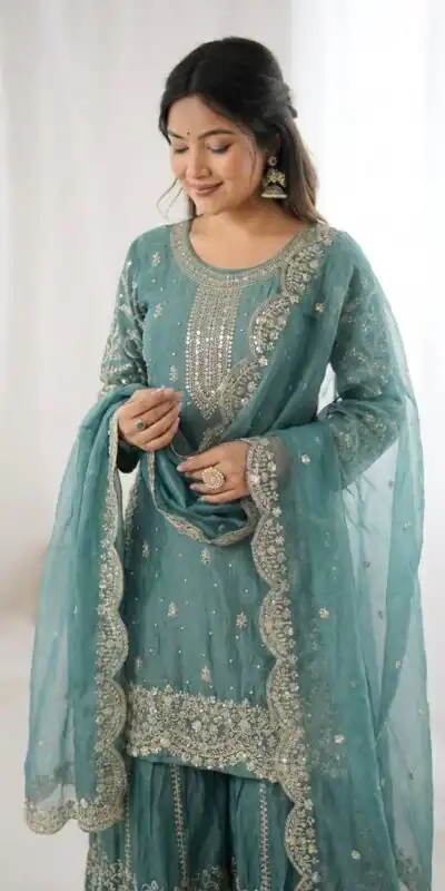 ZSR 3167 Sea Green Fendy Silk Salwar Suitwith Embroidery Work & Lace Work. Now at just ₹2149. Delivery 4-6 Working Days. Shop now. | Jump Suits, Salwar suit, Designer Suits, Casual Suits, Creative suits, Palazzo Suits, Party Wear Suits, Patiala Suits, Straight Suits