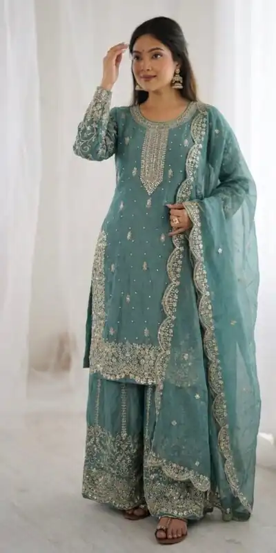 ZSR 3167 Sea Green Fendy Silk Salwar Suitwith Embroidery Work & Lace Work. Now at just ₹2149. Delivery 4-6 Working Days. Shop now. | Jump Suits, Salwar suit, Designer Suits, Casual Suits, Creative suits, Palazzo Suits, Party Wear Suits, Patiala Suits, Straight Suits
