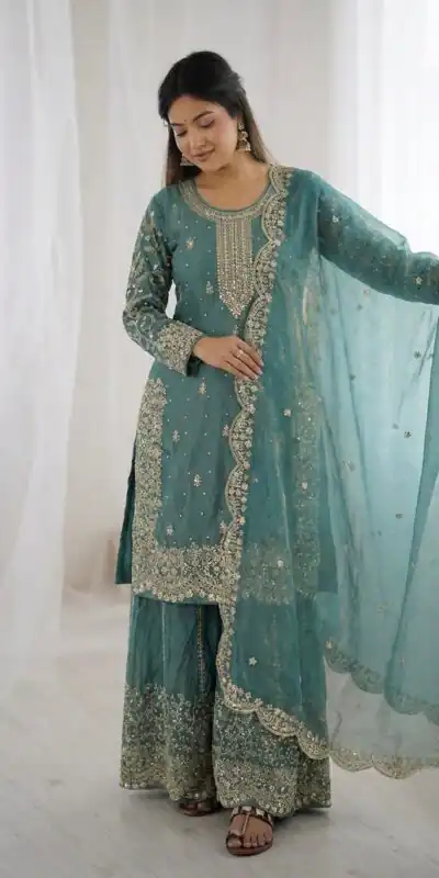 ZSR 3167 Sea Green Fendy Silk Salwar Suitwith Embroidery Work & Lace Work. Now at just ₹2149. Delivery 4-6 Working Days. Shop now. | Jump Suits, Salwar suit, Designer Suits, Casual Suits, Creative suits, Palazzo Suits, Party Wear Suits, Patiala Suits, Straight Suits