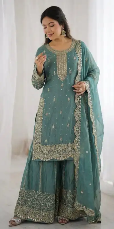 ZSR 3167 Sea Green Fendy Silk Salwar Suitwith Embroidery Work & Lace Work. Now at just ₹2149. Delivery 4-6 Working Days. Shop now. | Jump Suits, Salwar suit, Designer Suits, Casual Suits, Creative suits, Palazzo Suits, Party Wear Suits, Patiala Suits, Straight Suits