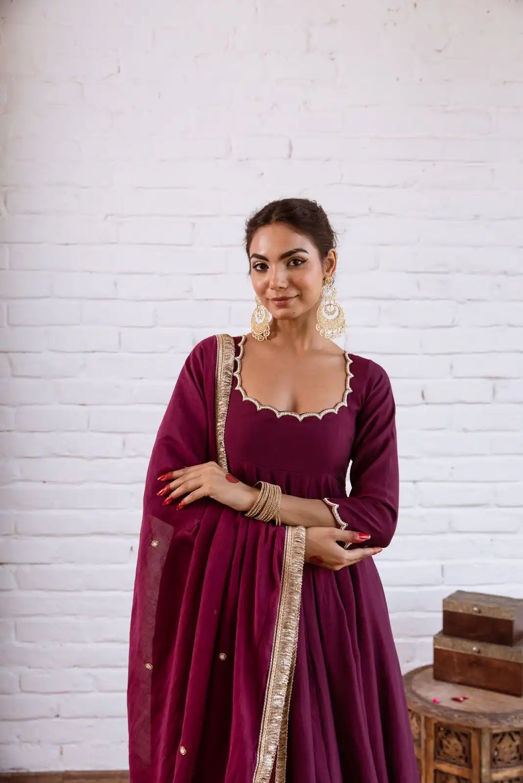 SRK 5324 Wine Color Vichitra silk Gown with Bead Work & Lace Work. Now at just ₹1749. Delivery 4-6 Working Days. Shop now. | Gowns, Bollywood Gowns, Creative Gowns, Designer Gowns, Embroidered Gowns, Party Wear Gowns