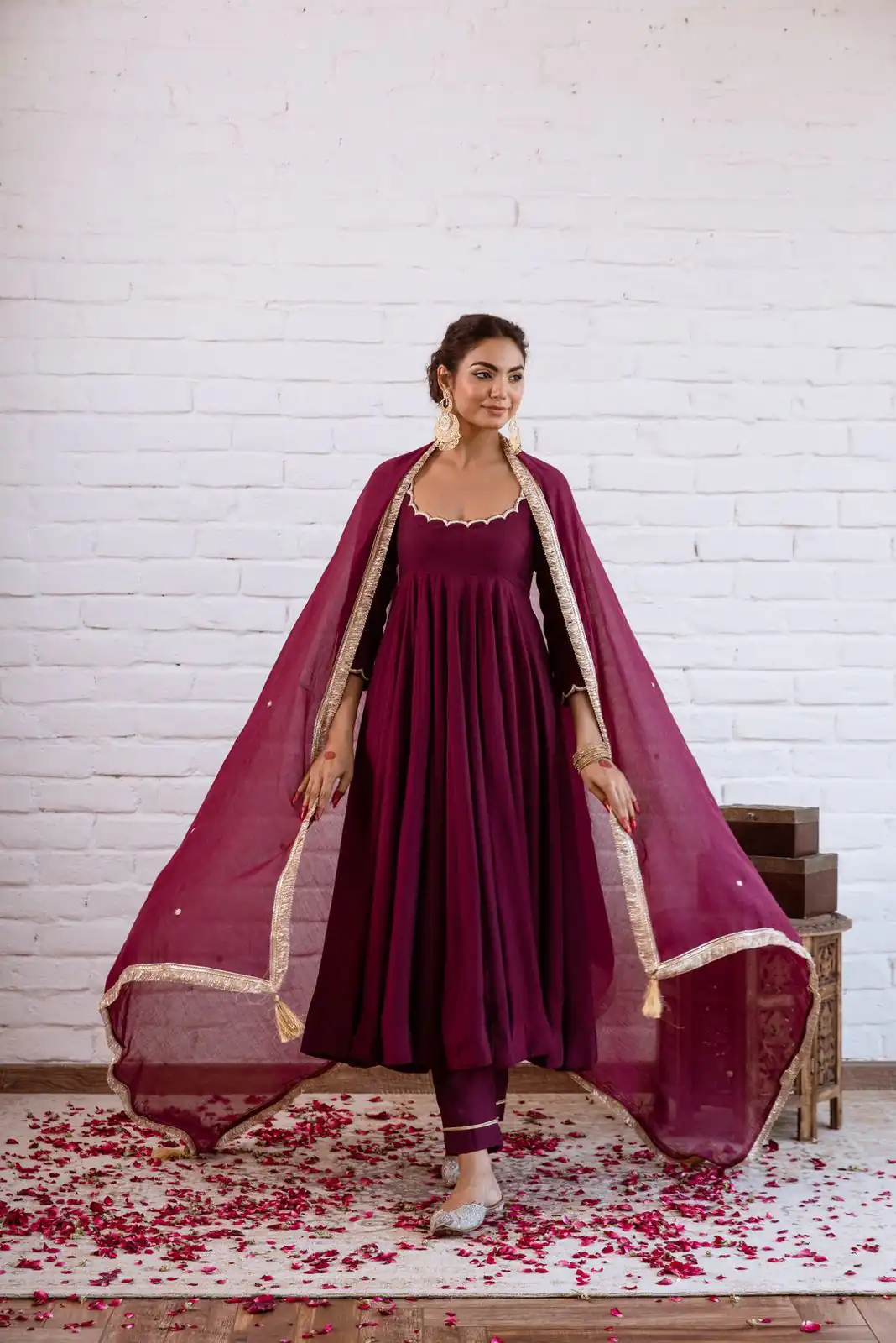 SRK 5324 Wine Color Vichitra silk Gown with Bead Work & Lace Work. Now at just ₹1749. Delivery 4-6 Working Days. Shop now. | Gowns, Bollywood Gowns, Creative Gowns, Designer Gowns, Embroidered Gowns, Party Wear Gowns