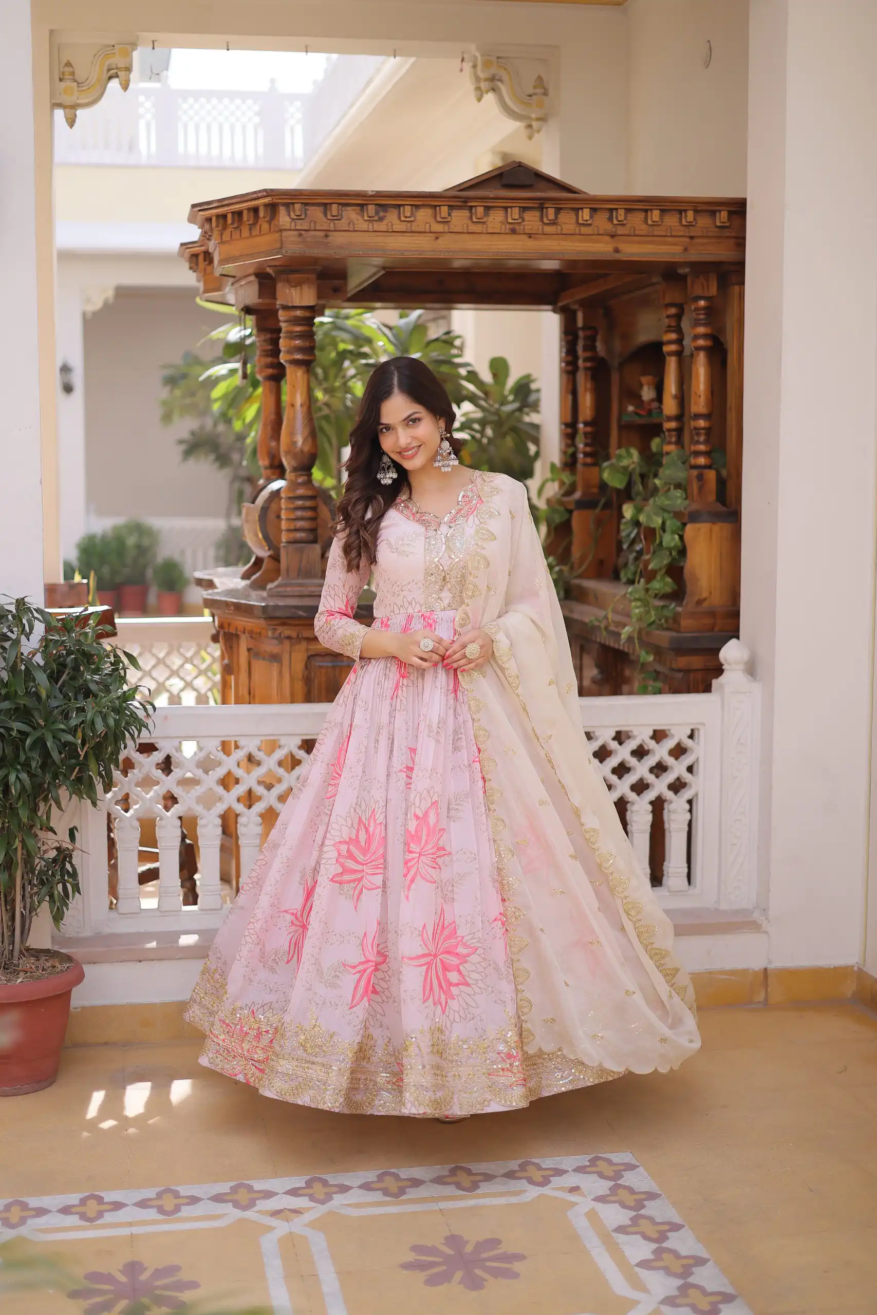 KA 1243 CreamColor Russian Silk Gown with Zari Work & Embroidery Work. Now at just ₹2499. Delivery 4-6 Working Days. Shop now. | Gowns, Bollywood Gowns, Creative Gowns, Designer Gowns, Embroidered Gowns, Party Wear Gowns
