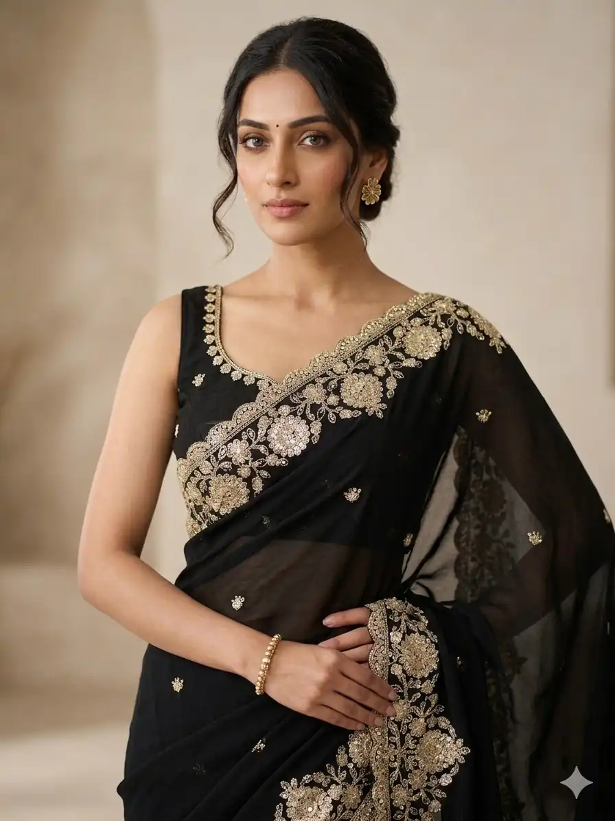 JR 670 Black in Space Silk Embroidery Work & Zari Work Saree . Available at ₹1949 only. Delivery 4-6 Working Days. Shop now. | Sarees, Bollywood Sarees, Creative Sarees, Designer Sarees, Embroidered Sarees, Ethnic Saree, Modern Digital sarees, Party Wear Sarees