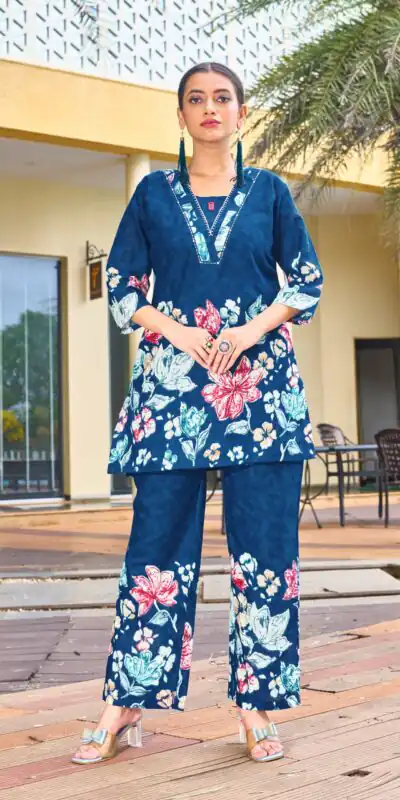 DIVA 128 Blue Color Cotton Kurti with Printed Designer Work. Exclusive Offer ₹1749. Delivery 4-6 Working Days. Online Shop now. | Kurti, Bollywood Kurti, Creative Kurtis, Designer Kurti, Party Wear Kurti, Selfie Kurti