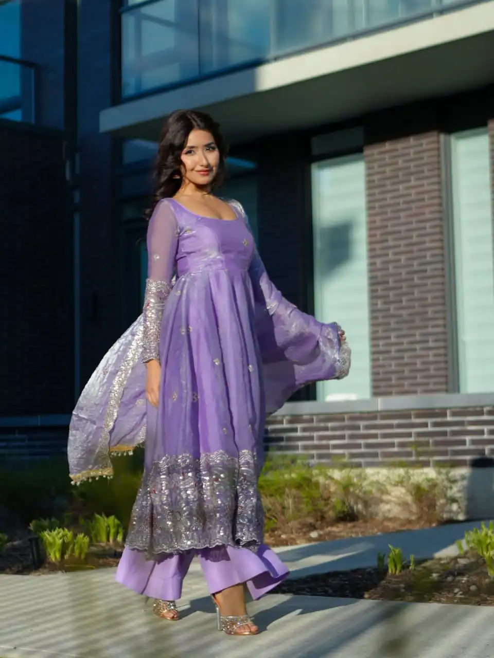KD 1619 Lavender Color Fendy Silk Anarkali Suit with Thread Embroidery. Grab it for ₹2499. Delivery 4-6 Working Days. Shop now. | Anarkali Suits, Bollywood Anarkali, Creative-Anarkali, Designer Anarkali, Embroidered Anarkali, Party Wear Anarkali