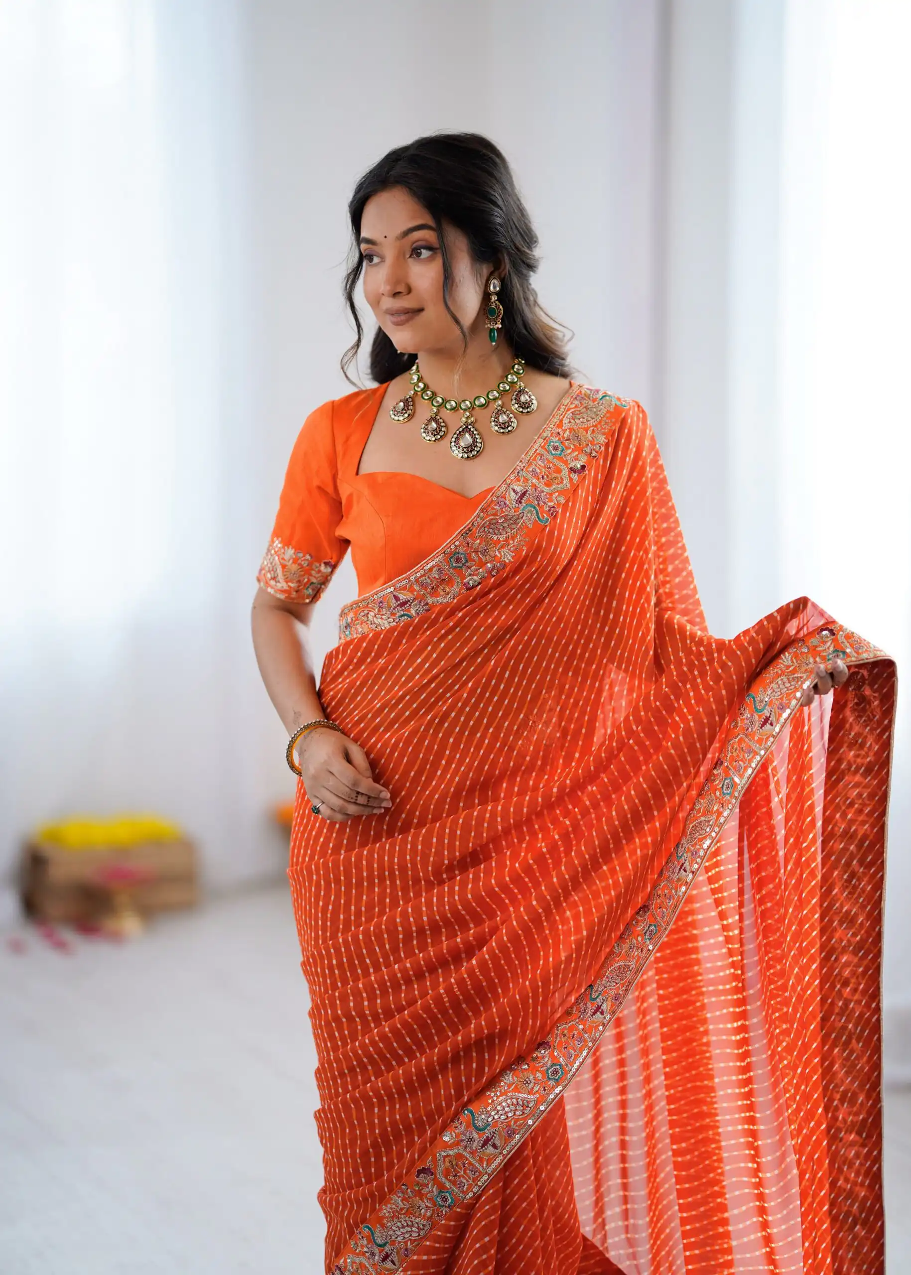 SP 79 Orange Faux Georgette Saree Perfect for Wedding, Party, Lohri, Engagement, Baby Shower – . Now at just ₹1999. Delivery 4-6 Working Days. Shop now | Sarees, Bollywood Sarees, Creative Sarees, Designer Sarees, Embroidered Sarees, Ethnic Saree, Modern Digital sarees, Party Wear Sarees