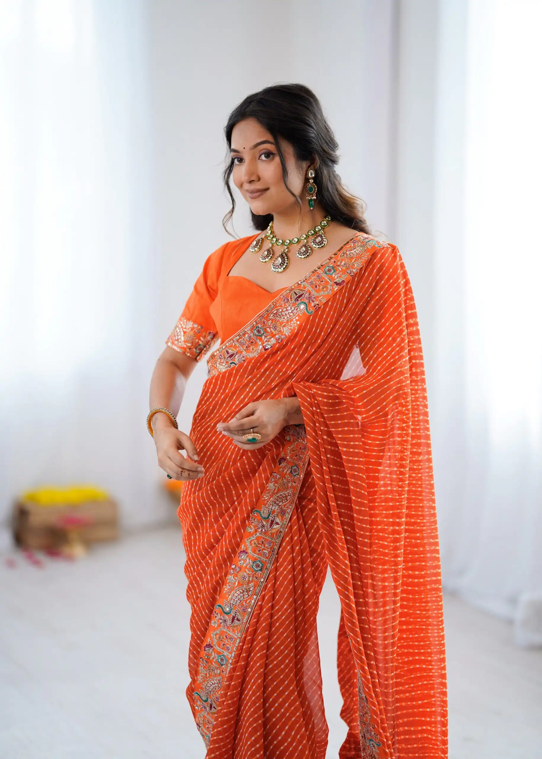 SP 79 Orange Faux Georgette Saree Perfect for Wedding, Party, Lohri, Engagement, Baby Shower – . Now at just ₹1999. Delivery 4-6 Working Days. Shop now | Sarees, Bollywood Sarees, Creative Sarees, Designer Sarees, Embroidered Sarees, Ethnic Saree, Modern Digital sarees, Party Wear Sarees