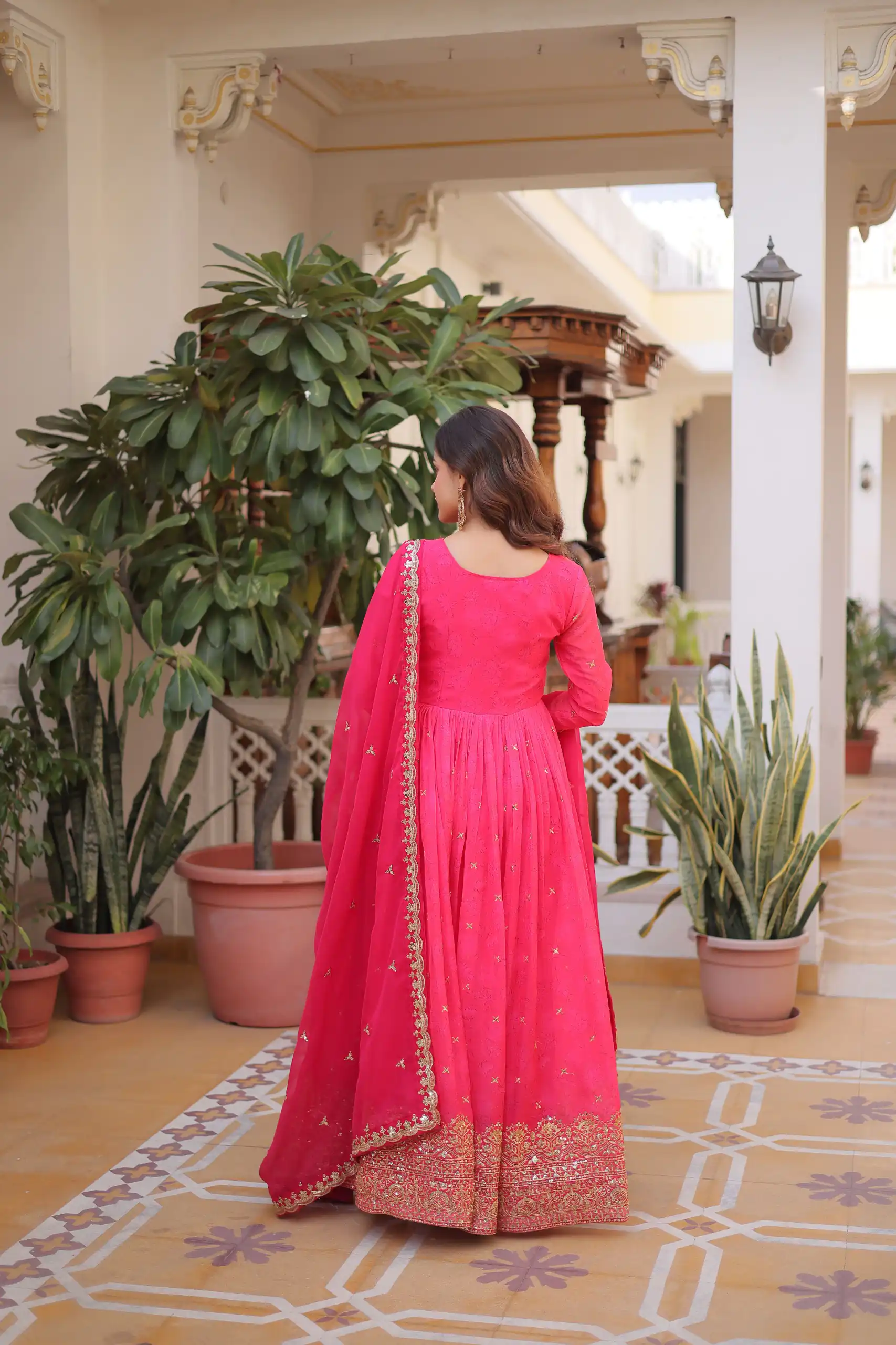 KA 1235 Pink Color Russian Silk Gown with Zari Work & Embroidery Work. Now at just ₹2499. Delivery 4-6 Working Days. Shop now. | Gowns, Bollywood Gowns, Creative Gowns, Designer Gowns, Embroidered Gowns, Party Wear Gowns