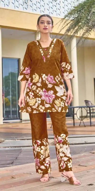 DIVA 128 Rust Color Cotton Kurti with Printed Designer Work. Exclusive Offer ₹1749. Delivery 4-6 Working Days. Online Shop now. | Kurti, Bollywood Kurti, Creative Kurtis, Designer Kurti, Party Wear Kurti, Selfie Kurti