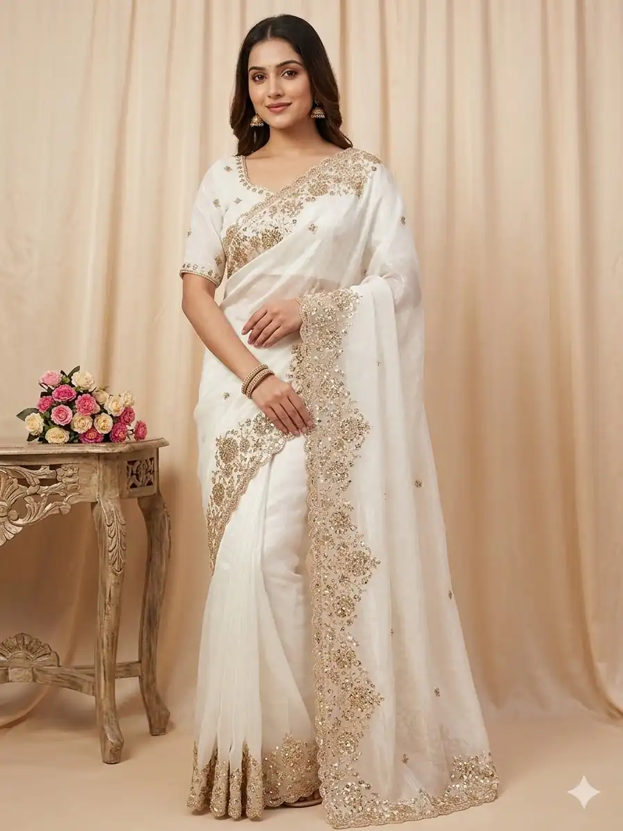 JR 670 White in Space Silk Embroidery Work & Zari Work Saree . Available at ₹1949 only. Delivery 4-6 Working Days. Shop now. | Sarees, Bollywood Sarees, Creative Sarees, Designer Sarees, Embroidered Sarees, Ethnic Saree, Modern Digital sarees, Party Wear Sarees