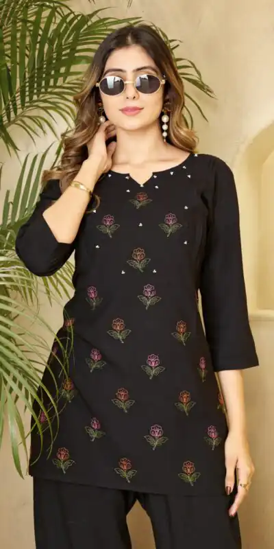 DIVA 158 Black Viscose Rayon Kurti with Embroidery Work & Mirror Work. Wedding, Party, Festive Grab it for ₹1749. Delivery 4-6 Working Days. Shop now. | Kurti, Bollywood Kurti, Creative Kurtis, Designer Kurti, Party Wear Kurti, Selfie Kurti