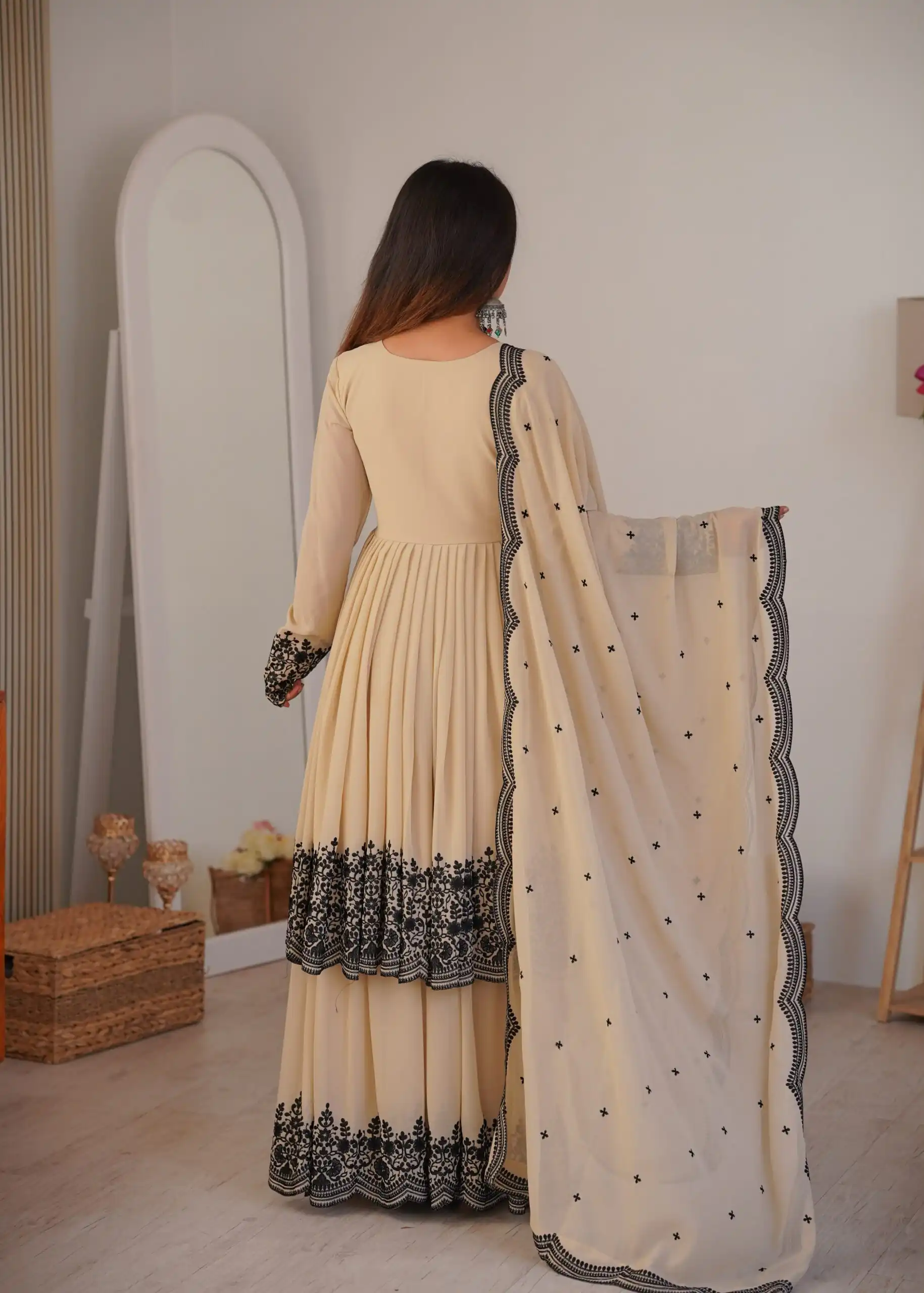 SP 71 Chiku Faux Georgette Salwar Suit with Embroidery Work. Available at ₹2499 only. Delivery 4-6 Working Days. Shop now. | Jump Suits, Salwar suit, Designer Suits, Casual Suits, Creative suits, Palazzo Suits, Party Wear Suits, Patiala Suits, Straight Suits