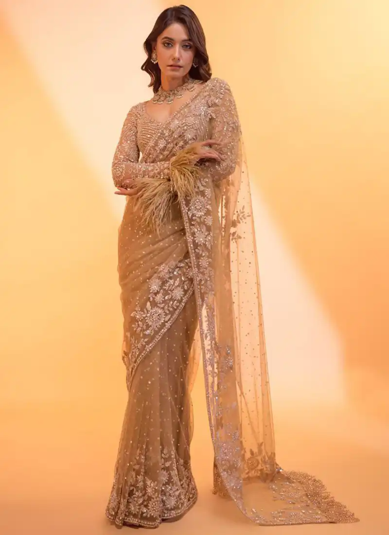 DF 3472 Gold Butterfly Net Saree Sequence with Work & Zari Work. Introductory Price ₹1799. Delivery 4-6 Working Days. Shop now. | Sarees, Bollywood Sarees, Creative Sarees, Designer Sarees, Embroidered Sarees, Ethnic Saree, Modern Digital sarees, Party Wear Sarees