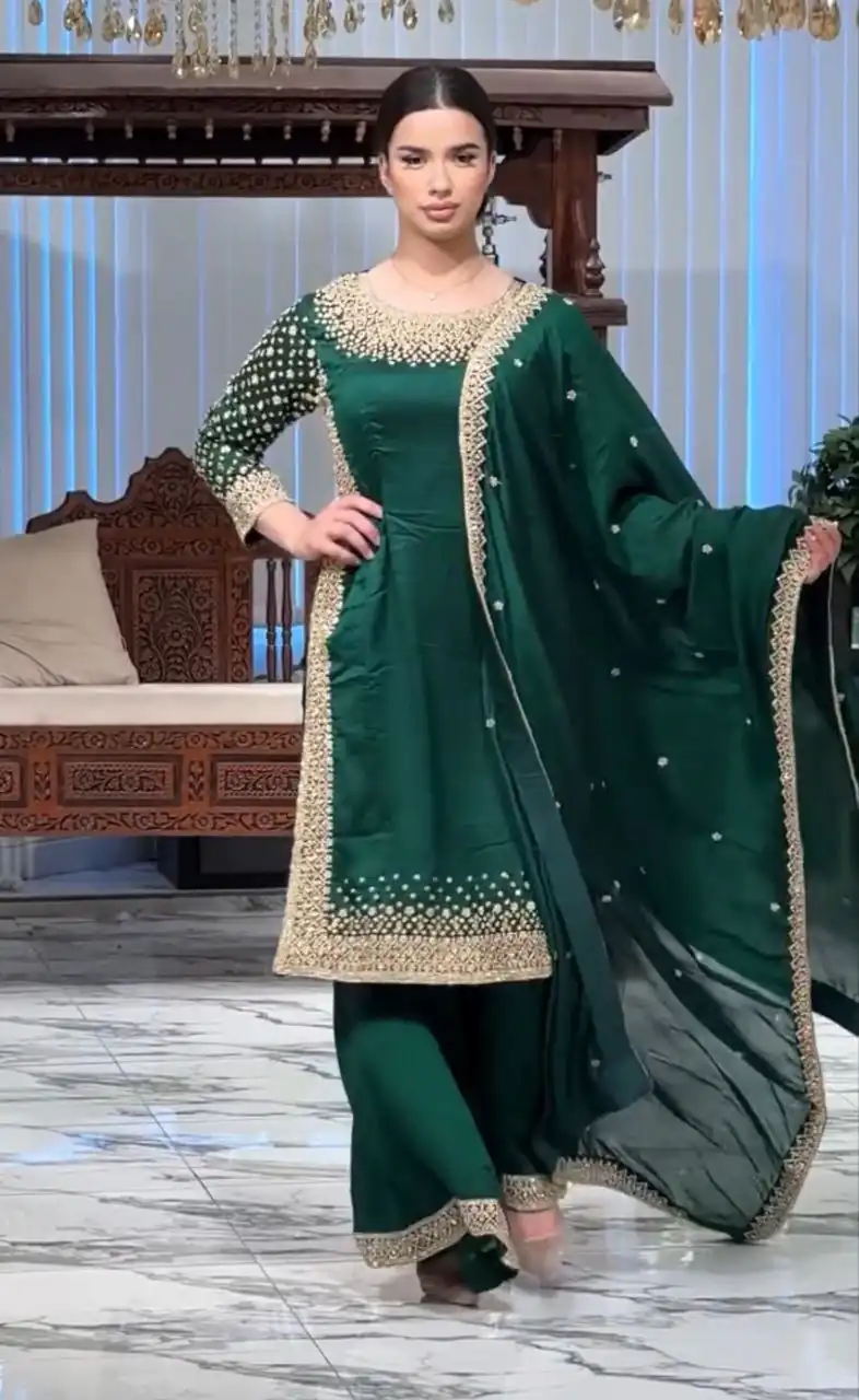 ZB 5056 Green in Color Natural Crepe Embroidery Work Salwar Suit . Wedding, Party, Festive, Events, Get it for ₹2199. Delivery 4-6 Working Days. Shop now. | Jump Suits, Salwar suit, Designer Suits, Casual Suits, Creative suits, Palazzo Suits, Party Wear Suits, Patiala Suits, Straight Suits
