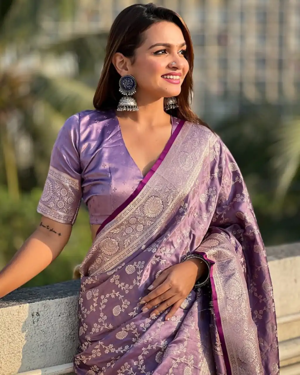KPR 290 Lavender in Soft Lichi Silk Jacquard Work Designer Work Saree . Exclusive Offer ₹1349. Delivery 4-6 Working Days. Shop now. | Sarees, Bollywood Sarees, Creative Sarees, Designer Sarees, Embroidered Sarees, Ethnic Saree, Modern Digital sarees, Party Wear Sarees