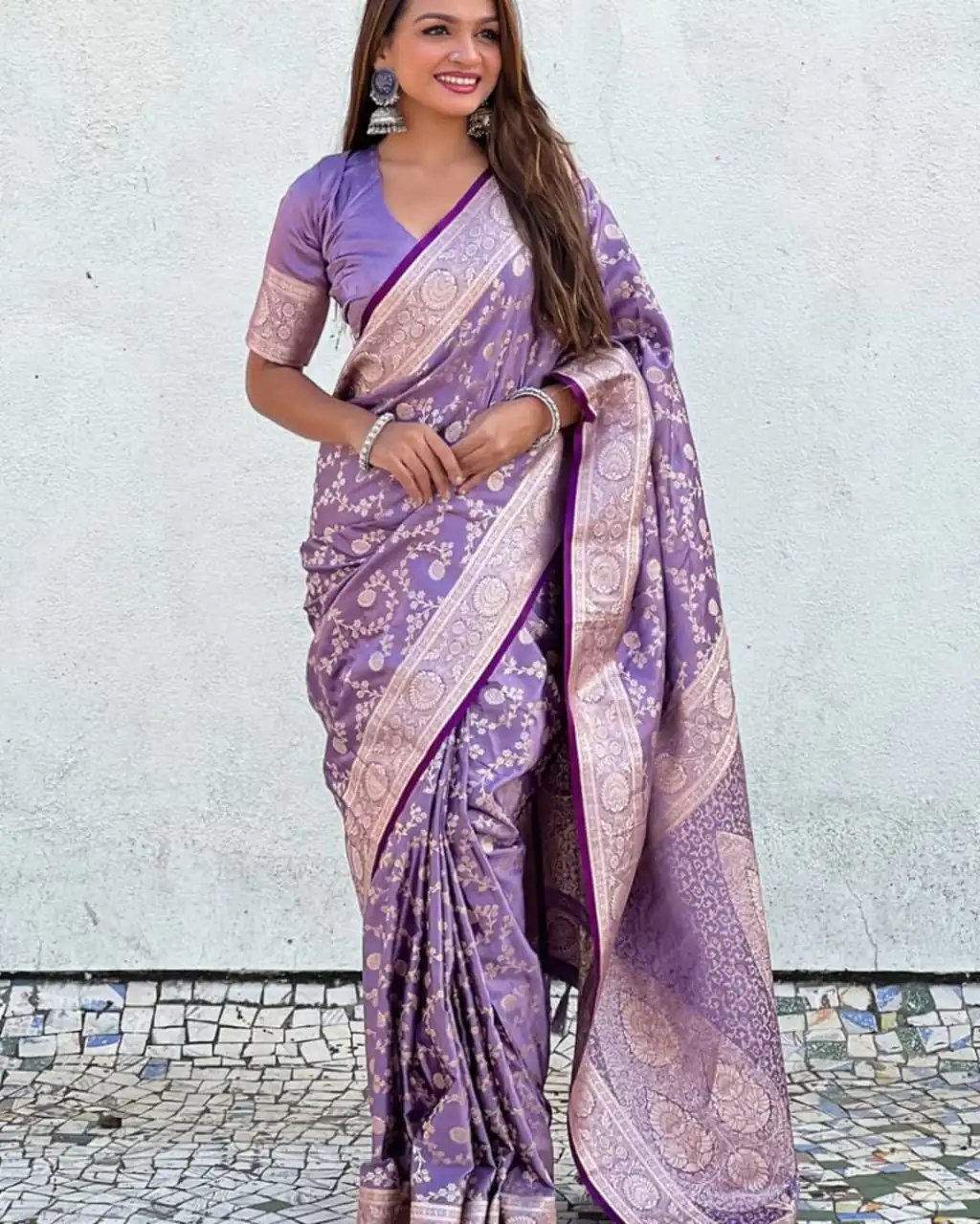KPR 290 Lavender in Soft Lichi Silk Jacquard Work Designer Work Saree . Exclusive Offer ₹1349. Delivery 4-6 Working Days. Shop now. | Sarees, Bollywood Sarees, Creative Sarees, Designer Sarees, Embroidered Sarees, Ethnic Saree, Modern Digital sarees, Party Wear Sarees