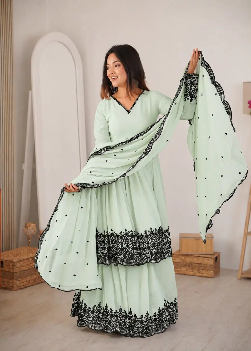 SP 71 Pista Faux Georgette Salwar Suit with Embroidery Work. Available at ₹2499 only. Delivery 4-6 Working Days. Shop now. | Jump Suits, Salwar suit, Designer Suits, Casual Suits, Creative suits, Palazzo Suits, Party Wear Suits, Patiala Suits, Straight Suits