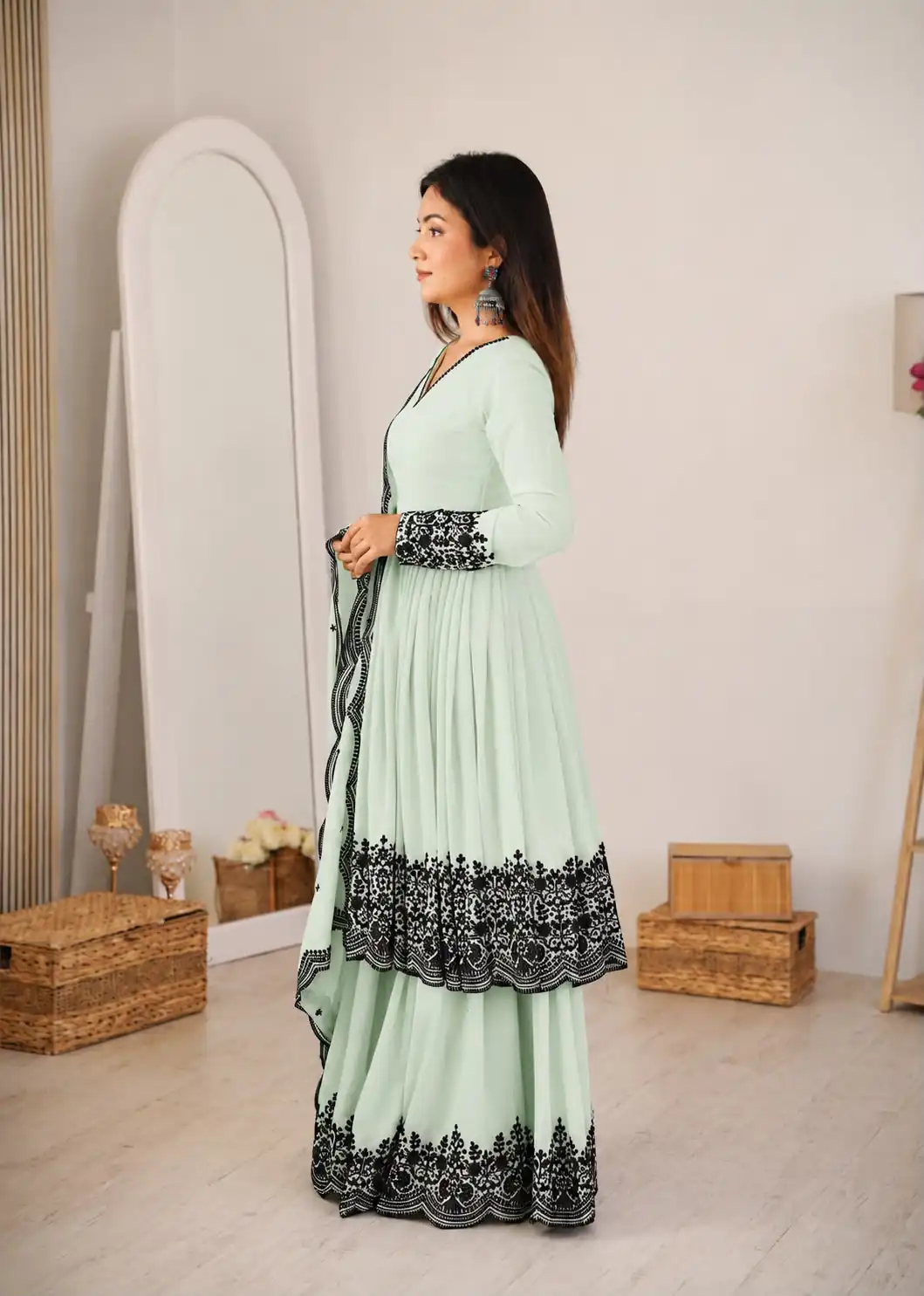 SP 71 Pista Faux Georgette Salwar Suit with Embroidery Work. Available at ₹2499 only. Delivery 4-6 Working Days. Shop now. | Jump Suits, Salwar suit, Designer Suits, Casual Suits, Creative suits, Palazzo Suits, Party Wear Suits, Patiala Suits, Straight Suits