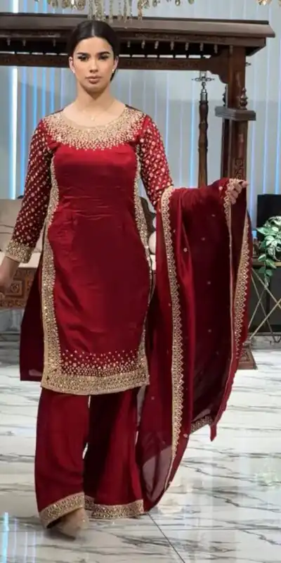 ZB 5056 Red in Color Natural Crepe Embroidery Work Salwar Suit . Wedding, Party, Festive, Events, Get it for ₹2199. Delivery 4-6 Working Days. Shop now. | Jump Suits, Salwar suit, Designer Suits, Casual Suits, Creative suits, Palazzo Suits, Party Wear Suits, Patiala Suits, Straight Suits
