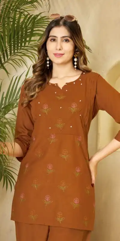 DIVA 158 Rust Viscose Rayon Kurti with Embroidery Work & Mirror Work. Wedding, Party, Festive Grab it for ₹1749. Delivery 4-6 Working Days. Shop now. | Kurti, Bollywood Kurti, Creative Kurtis, Designer Kurti, Party Wear Kurti, Selfie Kurti