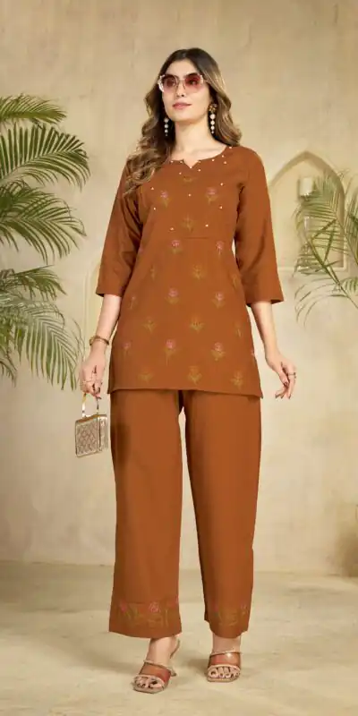 DIVA 158 Rust Viscose Rayon Kurti with Embroidery Work & Mirror Work. Wedding, Party, Festive Grab it for ₹1749. Delivery 4-6 Working Days. Shop now. | Kurti, Bollywood Kurti, Creative Kurtis, Designer Kurti, Party Wear Kurti, Selfie Kurti