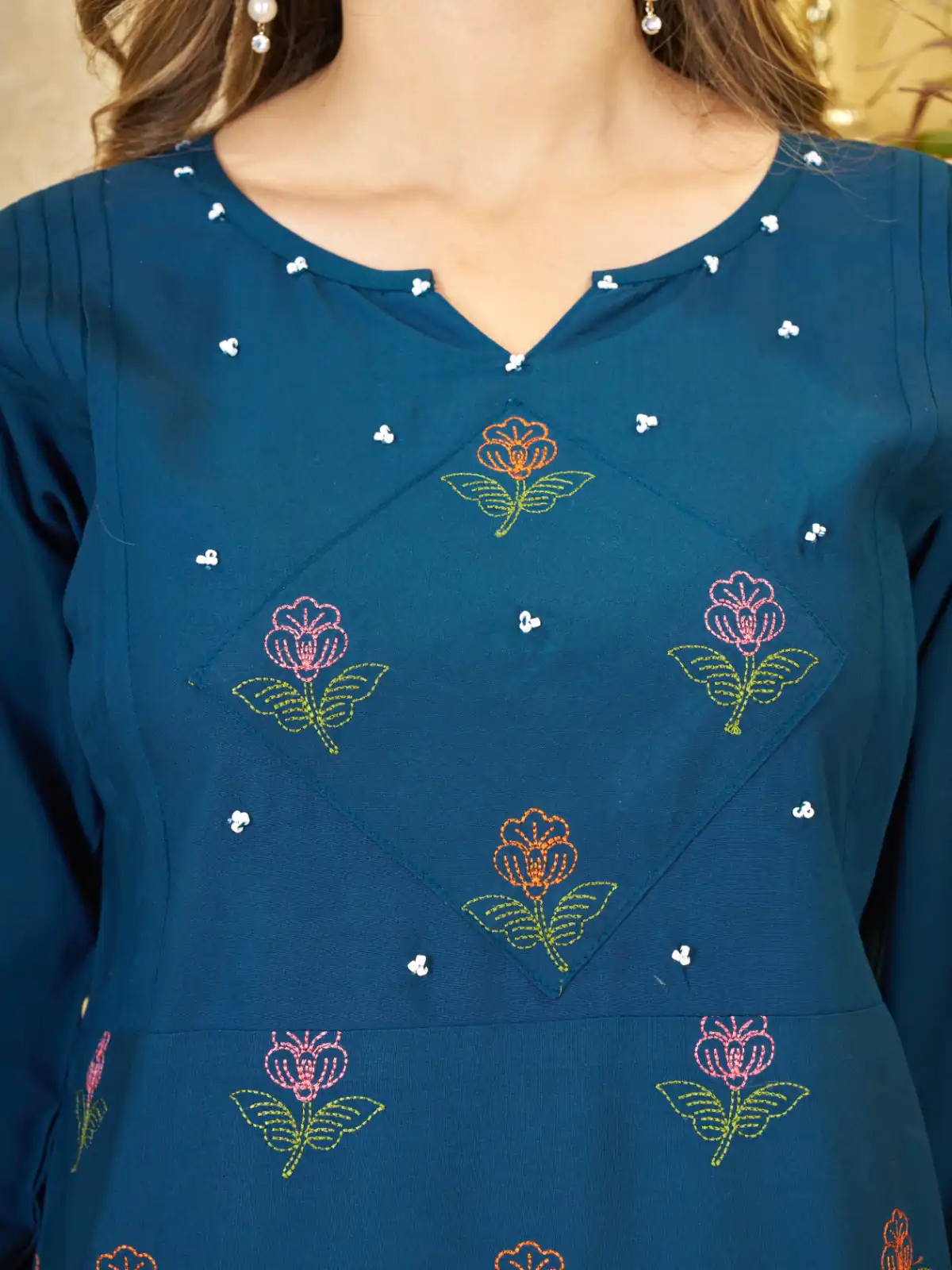 DIVA 158 Teal Viscose Rayon Kurti with Embroidery Work & Mirror Work. Wedding, Party, Festive Grab it for ₹1749. Delivery 4-6 Working Days. Shop now. | Kurti, Bollywood Kurti, Creative Kurtis, Designer Kurti, Party Wear Kurti, Selfie Kurti